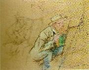 Carl Larsson sjalvportratt vid staffli painting